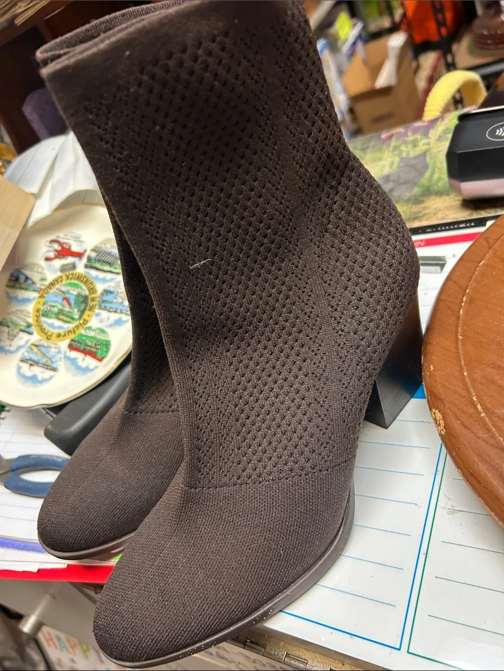Born Men's Stretch Knit Slip-On Boots — Brown